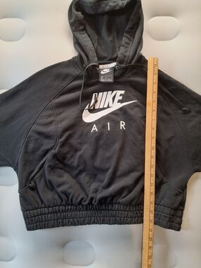 Nike Crop Top Black Hoodie with White Nike Air Logo
